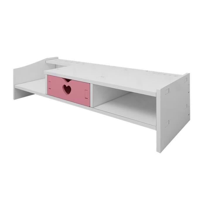 Desktop Computer Elevated Rack Raised 112CM Bracket White+Pink ...