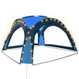 vidaXL Tente de réception avec LED et 4 parois 3,6x3,6x2,3 m Bleu 92236-1