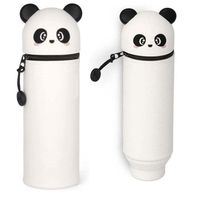 Trousse école 2-en-1 En Silicone Avec 6 Stylos Panda Effaçables - Design Kawaii, Pratique Et Mignon