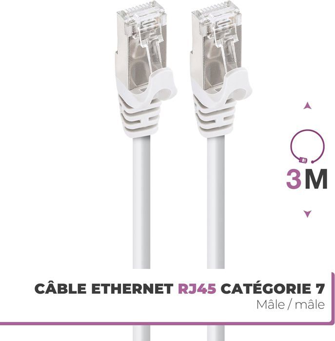 Cable Ethernet Cat 8 5m, Cable RJ45 Haut Debit, 40Gbps 2000MHz Câble