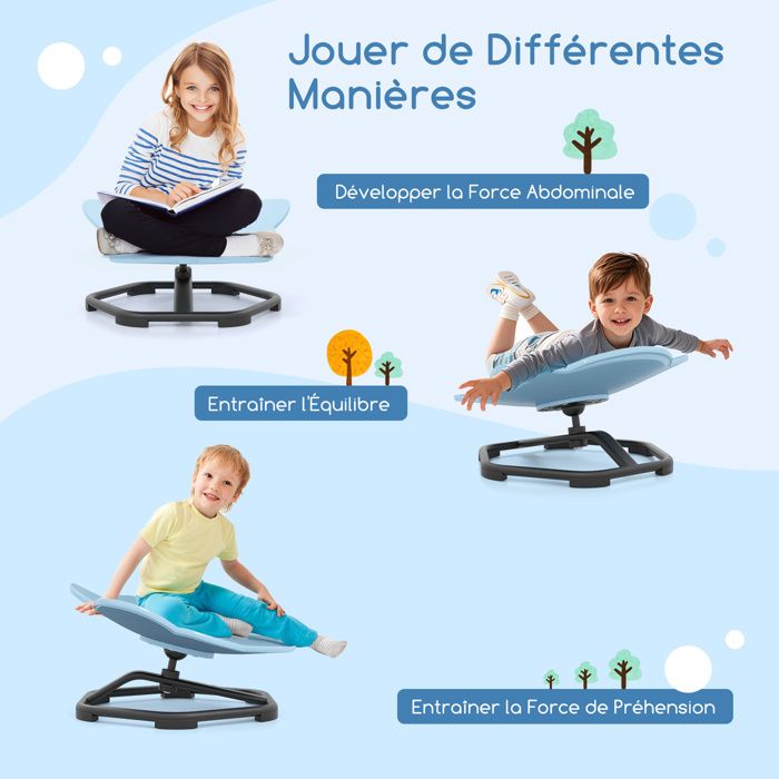 Carrousel Chaise Pivotante En Bois Pour Enfant – Siège Sensoriel 360°, Équilibre Et Coordination