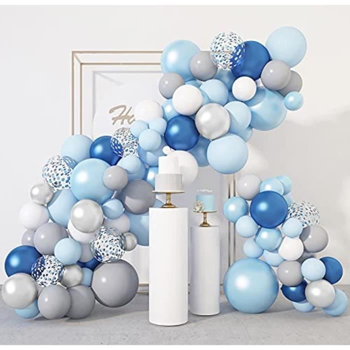 Decoration De Table - Centre De Table T4FUZ Kit de guirlande d'arc de  ballons bleu pastel 129 pièces, 1215 ballons gris argent bleu