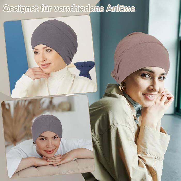 Bonnet Hijab (turban) Pour Femme - Tissu Respirant Et élastique, Avec Attache Arrière, Couleur Beige - Mode Islamique Et Quotidien - 7