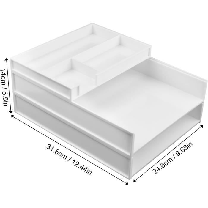 Eufrozy Corbeille à Courrier Empilable 3 NIVEAUX - Blanc - Range Papiers A4 - Pour Bureau, Maison Ou École