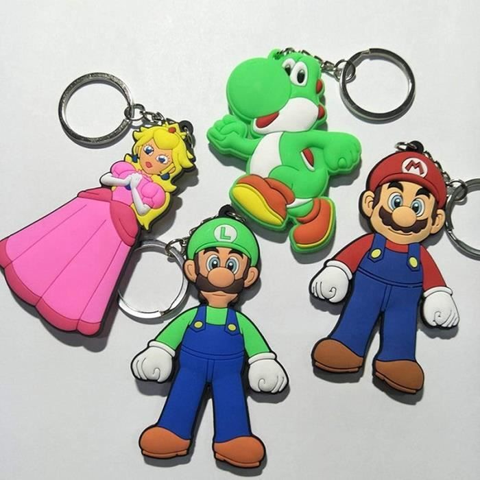 Porte-clés Super Mario Bros Avec Figurines PVC Luigi, Donkey Kong - Neuf Sous Blister