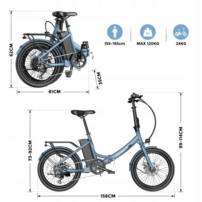 Vélo électrique Pliable FAFREES F20 20 Pouces 250W - Neuf, Autonomie 120 Km, Pliable Pour La Ville