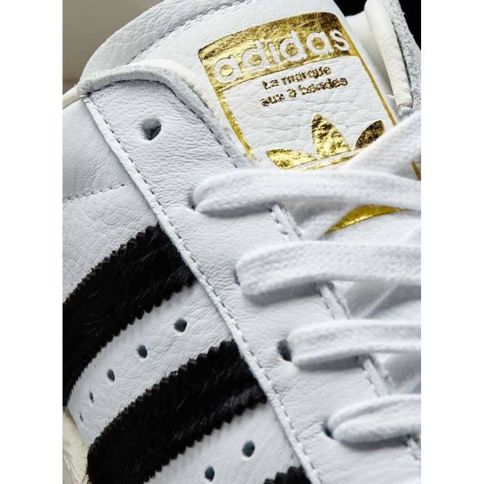 Baskets Adidas Superstar 80S ADIDAS ORIGINALS Femme Cuir Blanc Lacets Blanc Cdiscount Chaussures