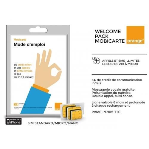 Carte SIM prépayée : Mobicarte Orange dès 2,99