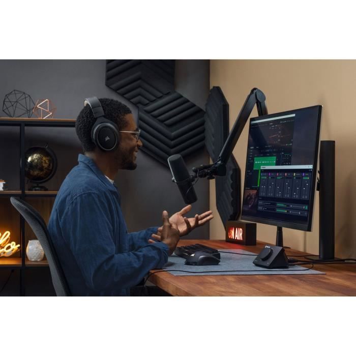 Elgato Wave Mic Arm - Perche de studio haut de gamme avec passe-câbles, pince pour bureau