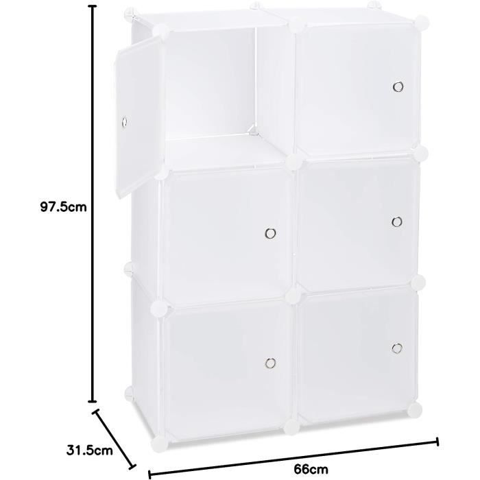 Armoire étagère modulable en plastique blanc casiers Penderies