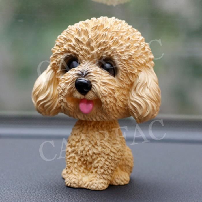 ERINGOGO Chien Jaune En Résine – Tête Qui Bouge – Mini Décoration De Voiture Ou Bureau – Accessoire Mignon Et Original