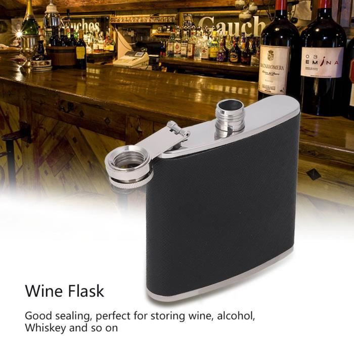 Fdit Flacon à alcool Bouteille portative d'alcool de hanche en cuir  élégante de fiole de whisky de vin d'acier table entonnoir - Cdiscount  Maison