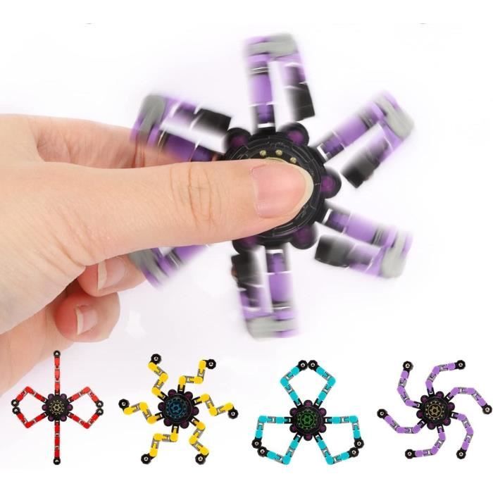 8Pcs Fidget Spinners Transformable Fingertip Gyro Fidget Spinner Jouet DIY Deformable Mecanique Spirale pour Soulagement du