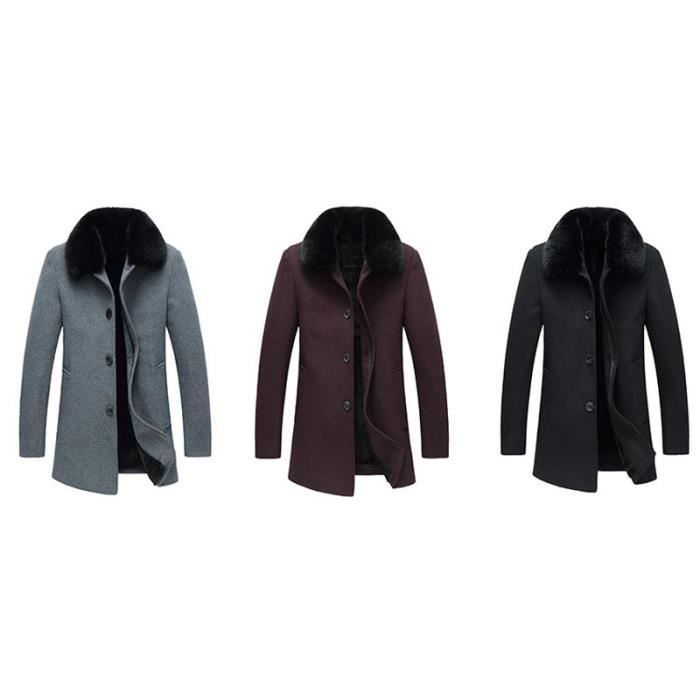 Manteau Long Homme En Fourrure Synthétique - Chaud, Doublure Polaire, Boutonnage Simple, Style élégant D'hiver