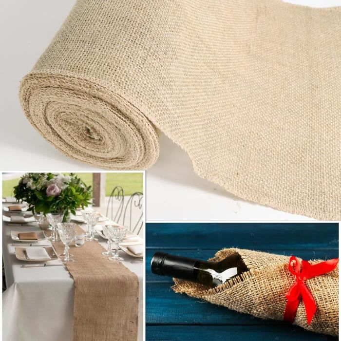 Chemin de table en toile de jute naturel