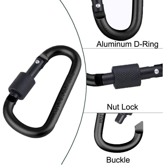 Lot De 10 Mini Mousquetons Noirs – Porte-clés, Accroche-sac, Inox Résistant, Ressort Intégré – Usage Quotidien