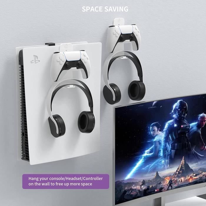 Support Mural pour PS5 Console,Support pour PS5 avec 2 Support de Détachable et Support