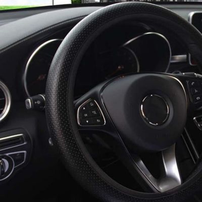 Housse De Volant De Luxe En Cuir PU - Confort 3D, Noir Bleu