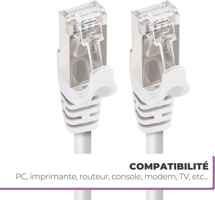Câble Ethernet 50m Cat 7 RJ45 Blindé S/FTP - 10Gbit/s Haute Vitesse Orange