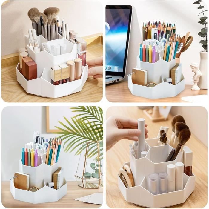 Rangement Bureau Enfant Txeouse Pot à Crayons Rotatif 360° - Organisateur Bureau 9 Compartiments - Porte-Stylos Enfant (Bleu) Pot Crayon