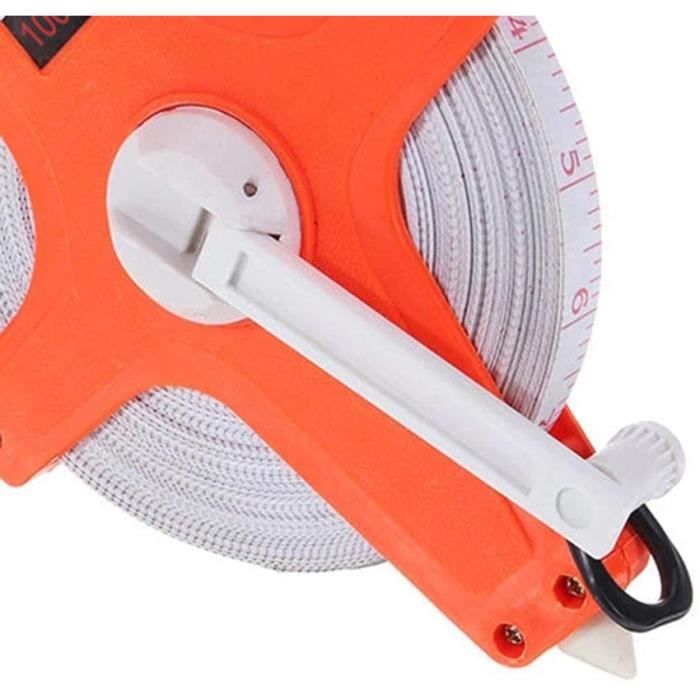 Ruban à Mesure Fibre De Verre 100m - Double Face - Pour Chantier, BTP Et Jardinage - 328 Pieds - Orange