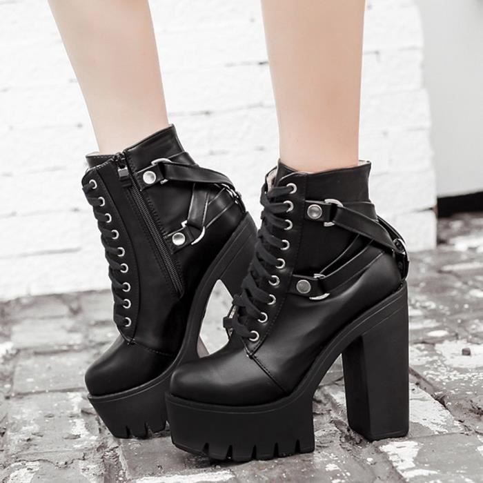 Mode dame lacets chaussure en cuir souple plate forme chaussure