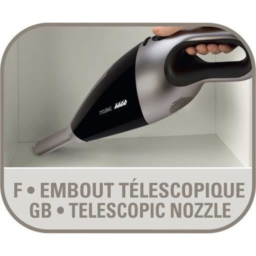 Rowenta Extenso Dry Aspirateur à Main Sans Fil – Cyclonique, 16 Min Autonomie, Embout Télescopique – Perle/Noir