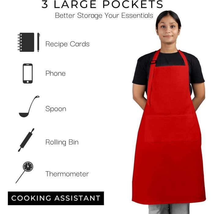 Tabliers De Cuisine Professionnels - Lot De 2 (noir Et Vert), Imperméables, Avec Poche, Unisexe - 11