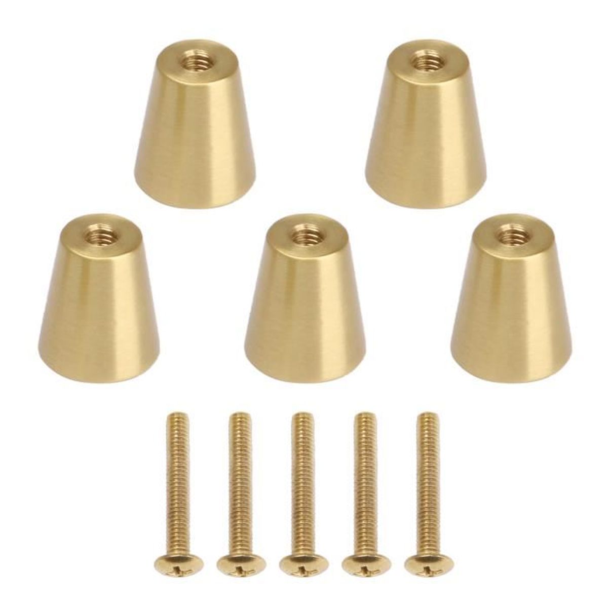 5 pièces en laiton brossé bouton conique d'armoire de 1,5 cm de