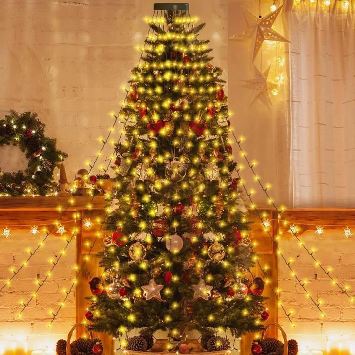Guirlande Lumineuse pour Sapin de Noël, 2M 16 Lignes 400 LEDs IP65