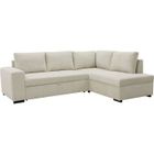 CASAPY Canapé d'angle convertible réversible NIRVANA 4 à 5 places - Tissu velours côtelé perle - Coffre de rangement - L247 x P 183 x H 87