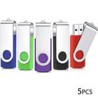 PRESOMA Lot De 5 Clés USB 2.0 32Go Flash Drive Pivotant Stockage Disque Mémoire Stick (5 Couleurs Mélangées:Rouge Vert Noir Bleu Violet)