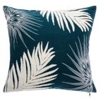 ATMOSPHERA Coussin Tuft Feuille - 40 x 40 cm - Bleu Canard