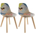 THE HOME DECO FACTORY Chaise scandinave - Patchwork - Multicolore - Bois - Tissu