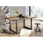 MASSIVMOEBEL24 Table à manger 200x100cm - Fer et Bois massif de manguier laqué (Bois naturel) - RAILWAY #106