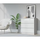 BRAND Commode 3 tiroirs 70cm, Couleur: Blanc mat-blanc brillant, buffet salon, meuble de rangement, L: 70 cm, P: 39 cm, H: 79 cm