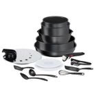 Tefal Ingenio Daily Chef Noir, Batterie de cuisine 15 pièces L7629902 Empilable