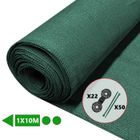 VOUNOT® Brise vue occultant en HDPE 90g/m² 1x10m avec attaches de fixation vert