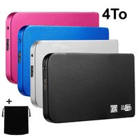 HDD Disque Dur Externe Portable SSD 4To 4TB Type-C USB 3.0 Argent 12*7*1cm avec Pochette Sac de Stockage en Tissu
