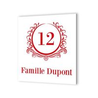Numéro de maison extérieur personnalisable en Dibond Blanc Picto Rouge · Numéro de rue modèle Luxury  - couleur  - DECOHO