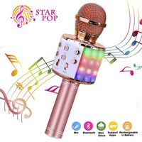 Microphone Karaoke Sans Fil, Karaoké Microphone Bluetooth Portable, Compatible avec Android/IOS/PC/Smartphone (Or rose)