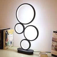 Lampe de table rings à LED - Lampe moderne style anneau pour chambre, salon, bureau - 3 niveaux de luminosité à intensité