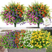15pcs fleurs artificielles pour extérieur intérieur - résistantes aux UV 5 Couleurs Plantes en Plastique pour Maison