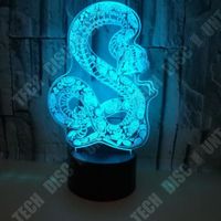 TD® Veilleuse 3D Led Jarretière Serpent Conception Table Lampe Chambre Ambiance Vision Veilleuse Usb 7 Changeur De Couleur Bébé