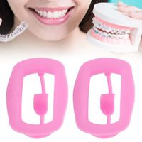 NEUF Ouvre-bouche dentaire portable réutilisable d'écarteur de joue en silicone 2 pièces pour l'inspection orale (rose) En Stock