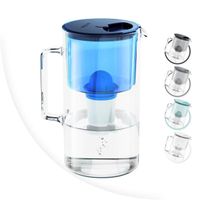 Carafe filtrante en verre Wessper avec 1 filtre à eau (compatible avec Brita Classic) - 2,5 litres - Bleu marine