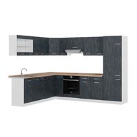 Bloc cuisine "R-Line" 180cm blanc/anthracite style maison de campagne