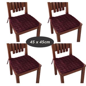 Coussin De Chaise Carré Confortable 45x45 Cm - Garniture Mousse Épaisse 8 Cm Pour Chaises, Bancs, Intérieur Et Jardin (Lot De 4, Rouge)