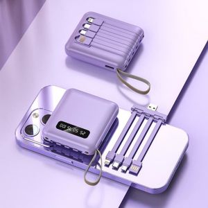 BATTERIE EXTERNE Violet 20000mah-Mini Power Bank avec 4 câbles pour