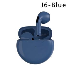 CASQUE - ÉCOUTEURS J6-Bleu-Écouteurs sans fil Bluetooth Air Pro 6 TWS